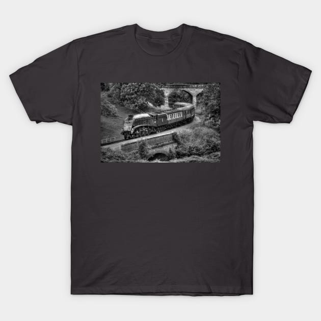 Sir Nigel Gresley - Black and White T-Shirt by SteveHClark